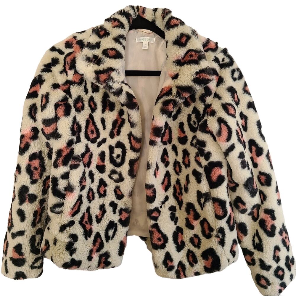 Abound Faux Fur Leopard Print Wrap Jacket XXS‎
